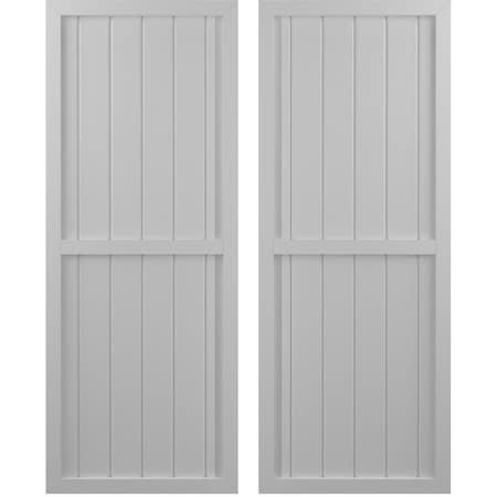 Americraft 6-Board Exterior Wood 2 Equal Panel Framed Board-n-Batten Shutters, ARW101BF621X49PRH